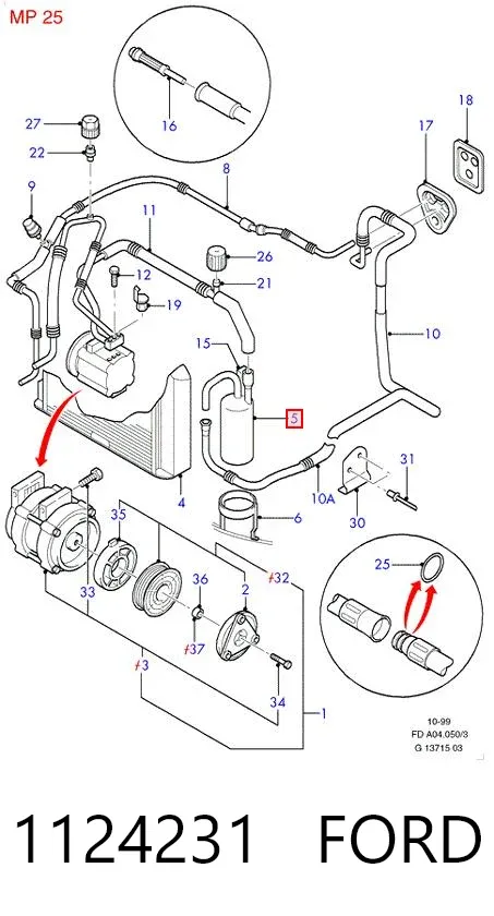 Осушитель кондиционера 1124231 Ford