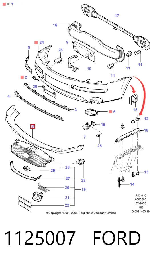 Спойлер переднего бампера 1125007 Ford