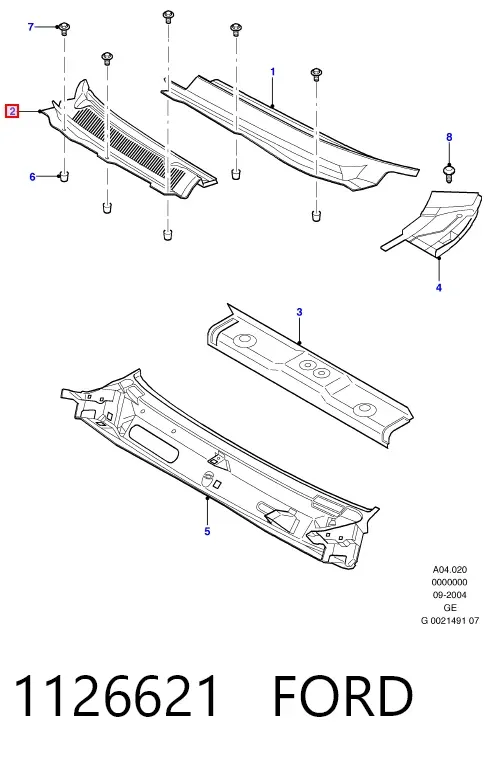 Водосток лобового стекла, жабо 1126621 Ford