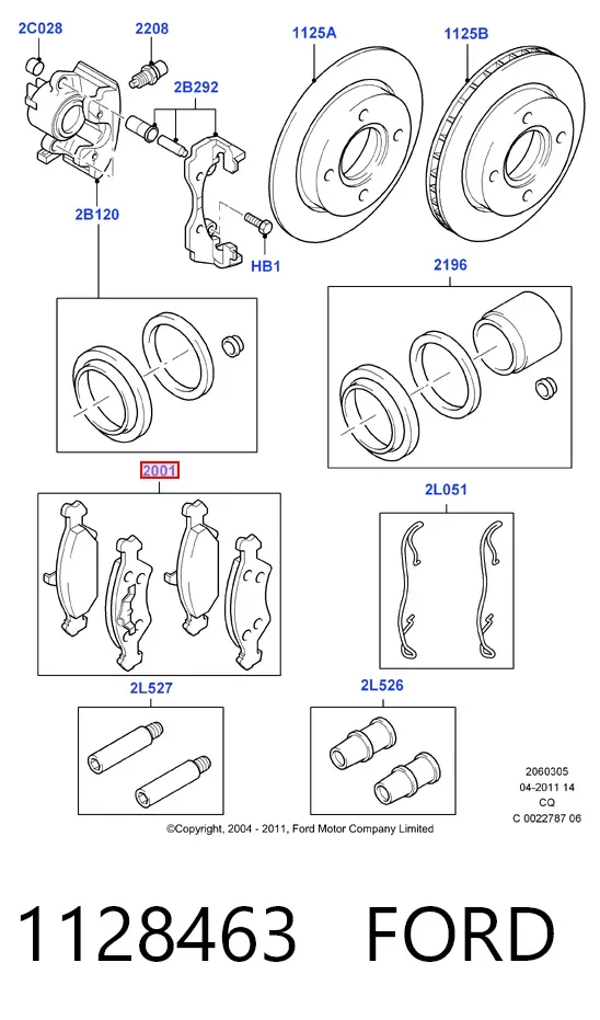 Передние тормозные колодки 1128463 Ford
