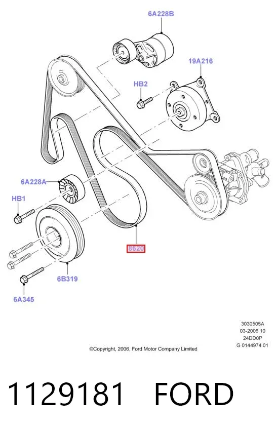Ремень генератора 1129181 Ford
