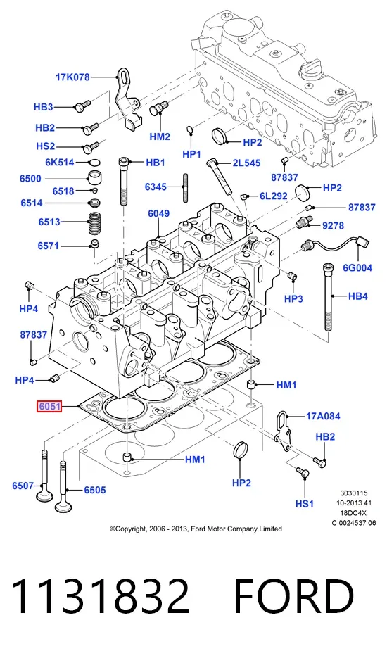 Прокладка ГБЦ 1131832 Ford
