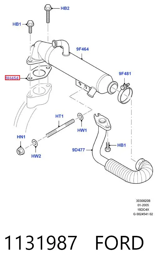 Прокладка EGR-клапана рециркуляции 1131987 Ford