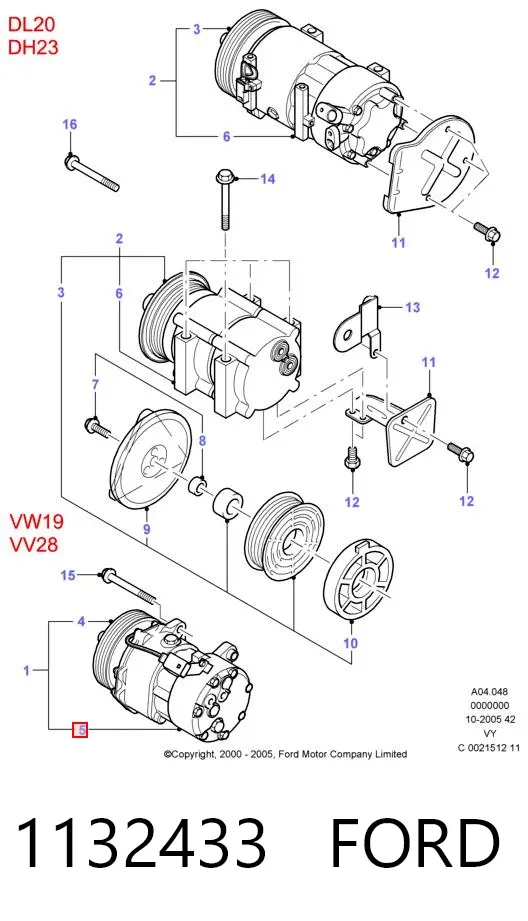 Компрессор кондиционера 1132433 Ford