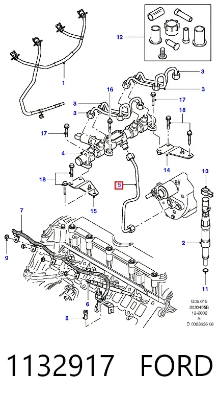 Топливная трубка от ТНВД 1132917 Ford