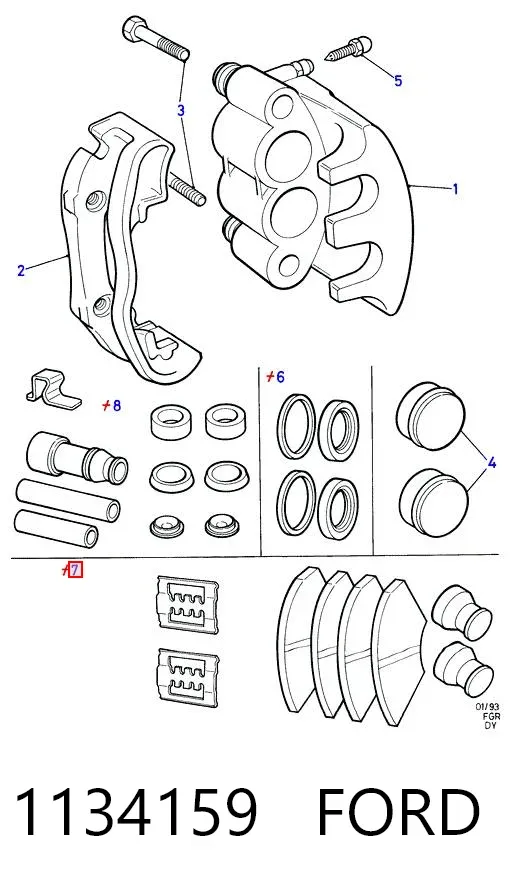 Передние тормозные колодки 1134159 Ford
