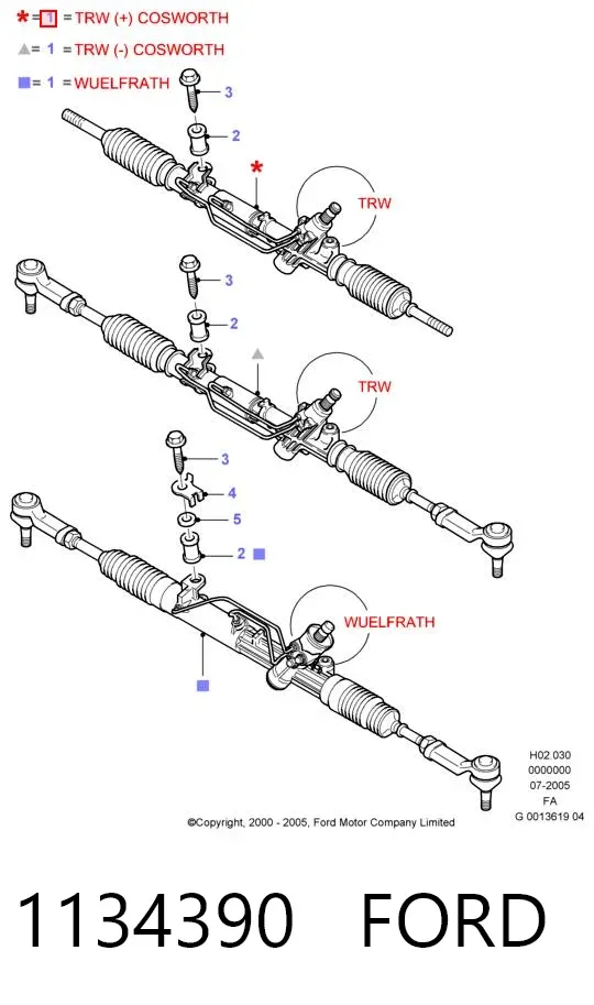 Рулевая рейка 1134390 Ford