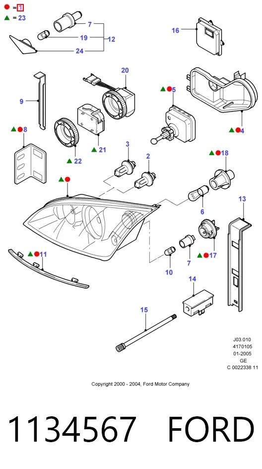 Правая фара 1134567 Ford