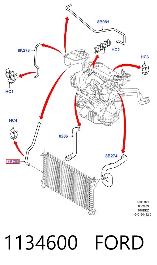 Шланг расширительного бачка нижний 1134600 Ford