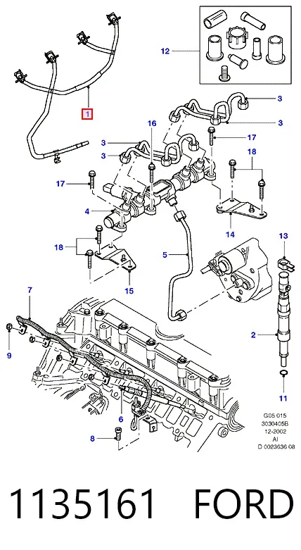 Обратная топливная трубка 1135161 Ford