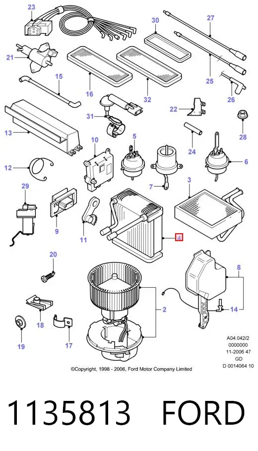 Испаритель кондиционера 1135813 Ford
