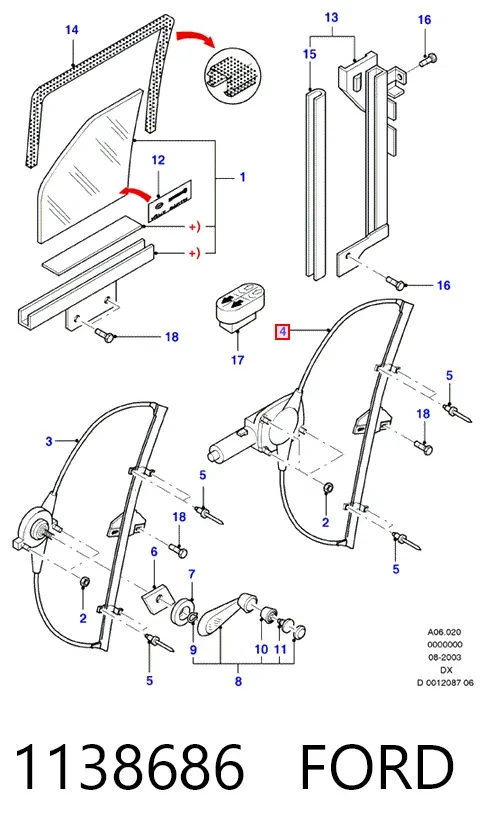 Стеклоподъемник передней левой двери 1138686 Ford