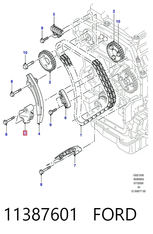 Натяжитель цепи ГРМ 11387601 Ford