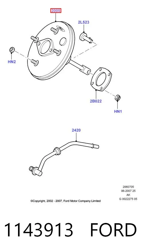 Усилитель тормозов 1143913 Ford