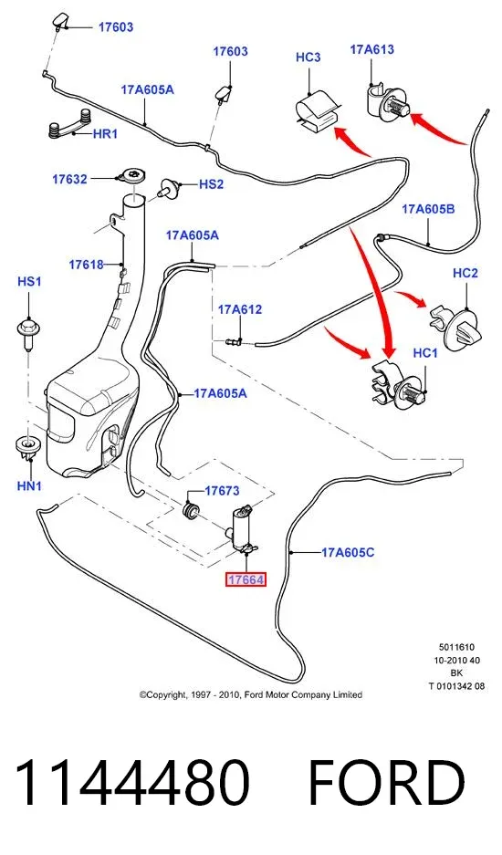 Насос-мотор омывателя стекла переднего/заднего 1144480 Ford