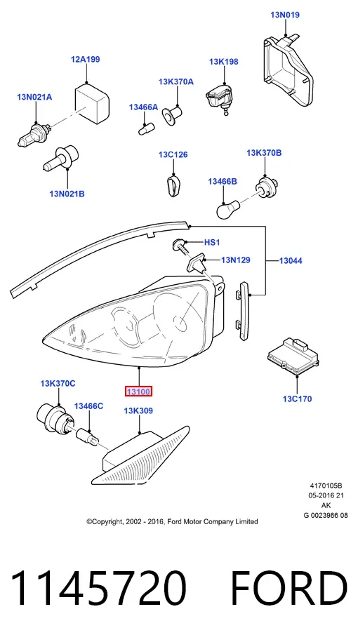 Правая фара 1145720 Ford