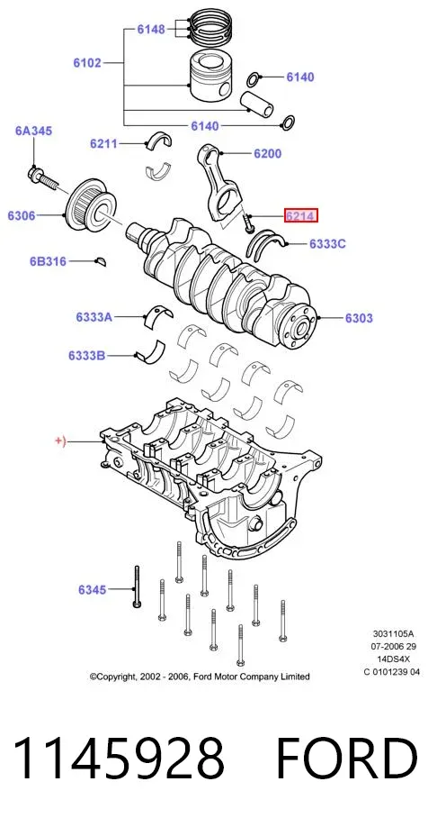 Болт шатуна 1145928 Ford