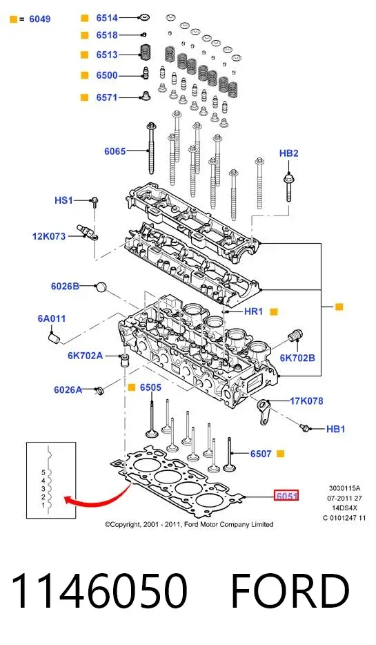 Прокладка ГБЦ 1146050 Ford