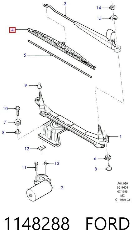 Щетка-дворник лобового стекла водительская 1148288 Ford