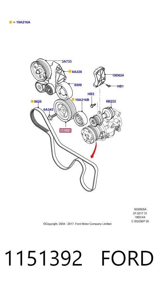 Шкив коленвала 1151392 Ford