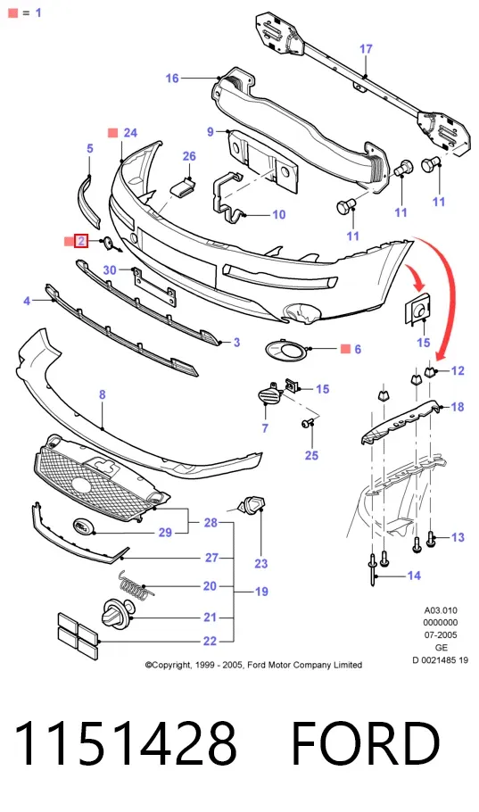 Заглушка буксировочного крюка 1151428 Ford