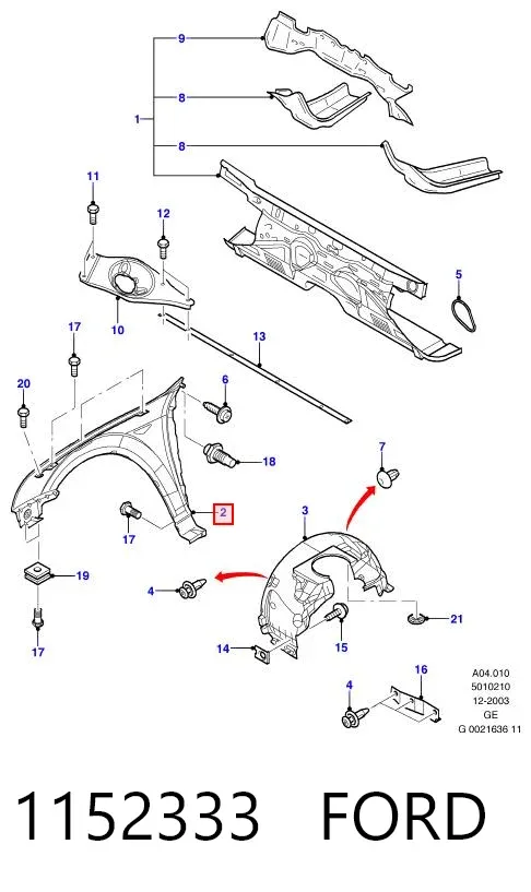 Крыло переднее левое 1152333 Ford