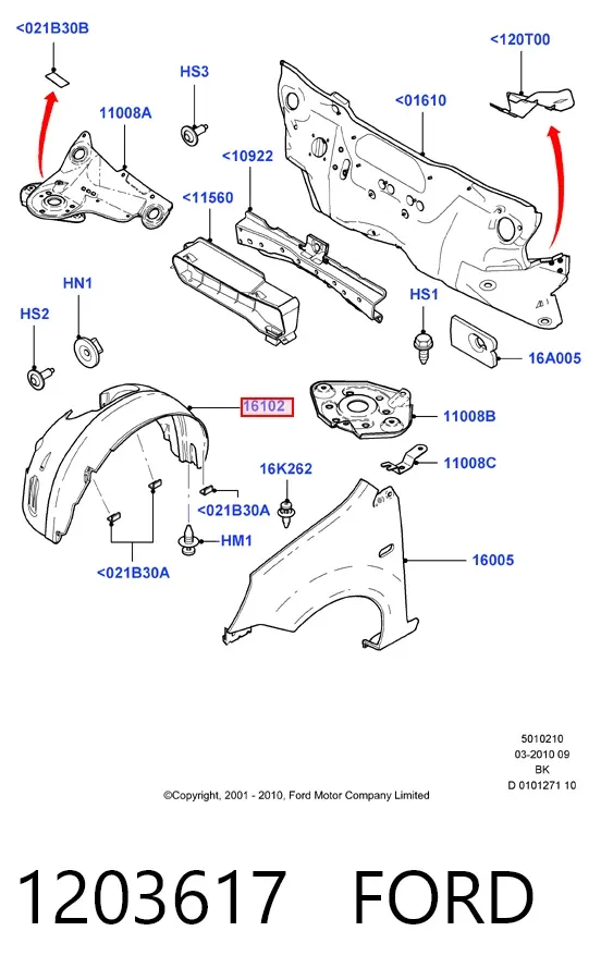 Подкрылок передний правый 1203617 Ford