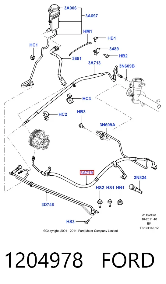 Шланг ГУР высокого давления 1204978 Ford
