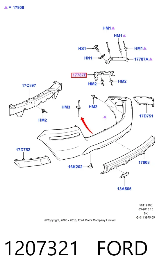 Кронштейн бампера заднего внешний левый 1207321 Ford