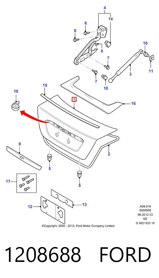 Крышка багажника 1208688 Ford