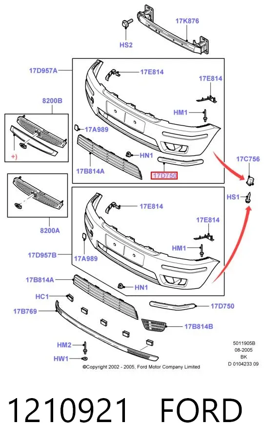 Накладка бампера переднего правая 1210921 Ford