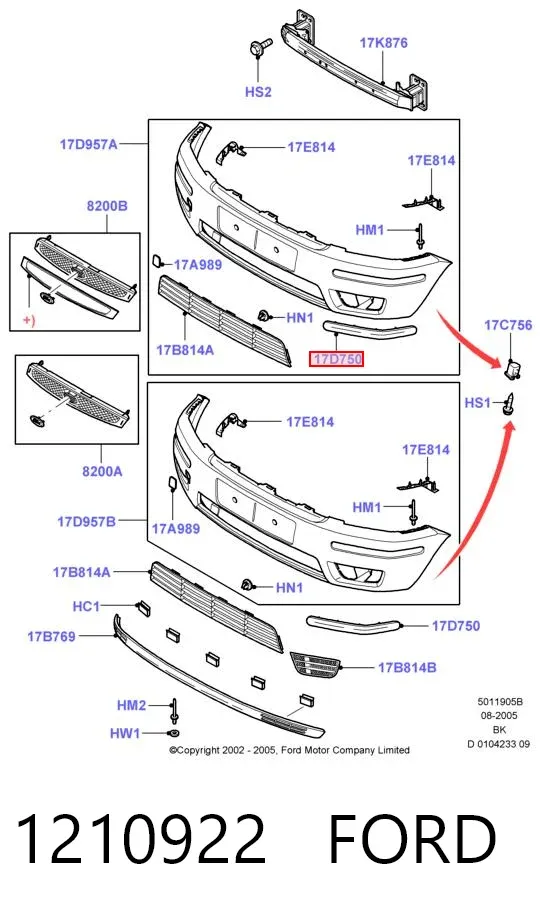 Накладка бампера переднего левая 1210922 Ford