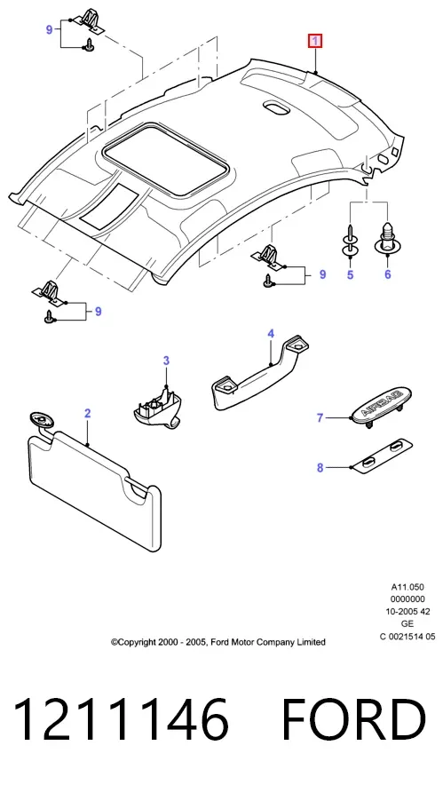 Обивка крыши (потолок) 1211146 Ford