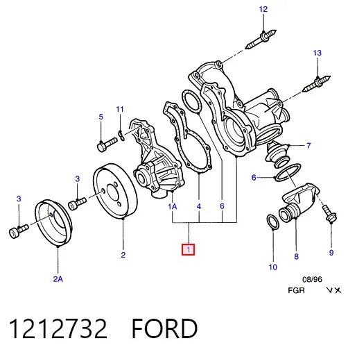 Помпа водяная (насос) охлаждения, в сборе с корпусом 1212732 Ford
