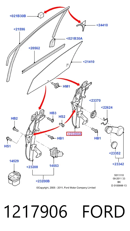 Стеклоподъемник передней левой двери 1217906 Ford
