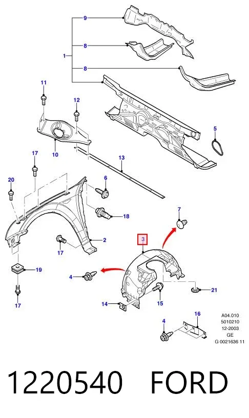 Подкрылок передний левый 1220540 Ford