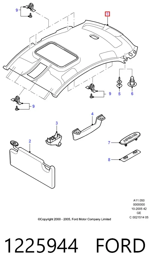 Обивка крыши (потолок) 1225944 Ford