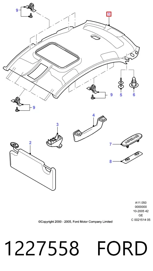 Обивка крыши (потолок) 1227558 Ford