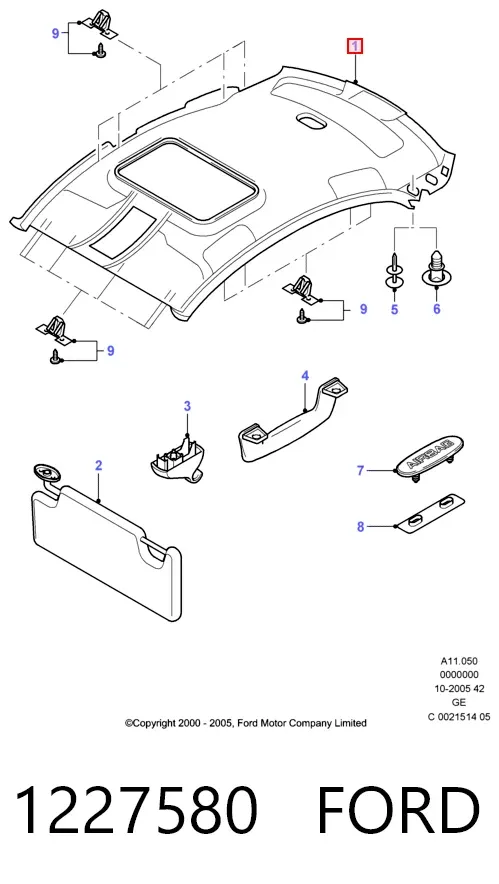 Обивка крыши (потолок) 1227580 Ford