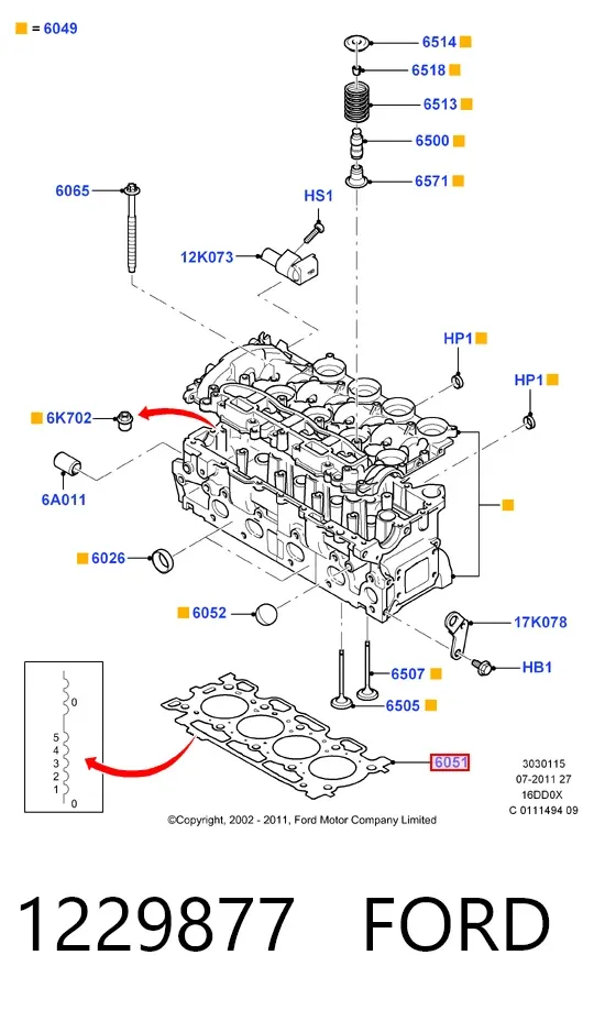 Прокладка ГБЦ 1229877 Ford