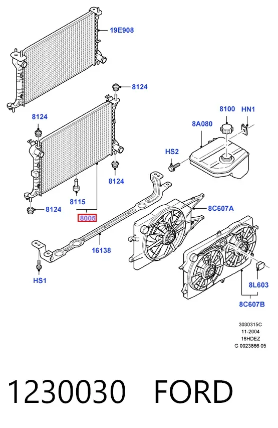 Радиатор 1230030 Ford