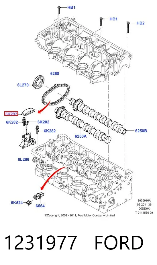 Успокоитель цепи ГРМ 1231977 Ford