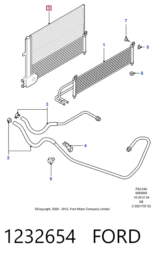 Радиатор кондиционера 1232654 Ford