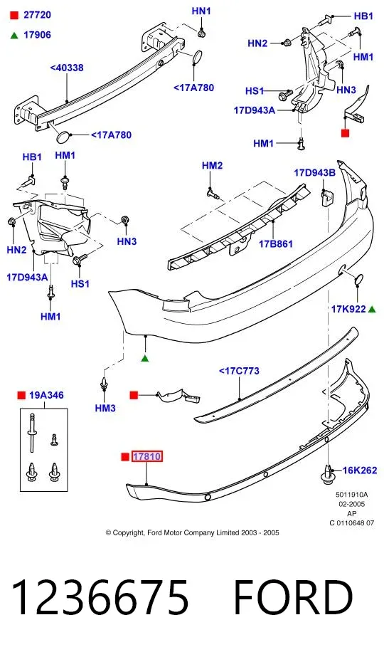 Спойлер заднего бампера 1236675 Ford