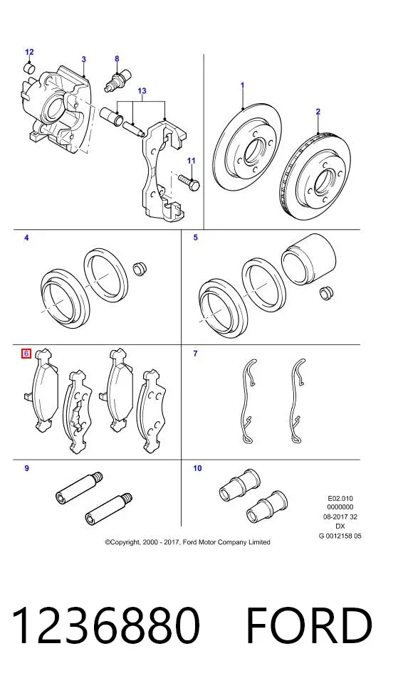 Передние тормозные колодки 1236880 Ford