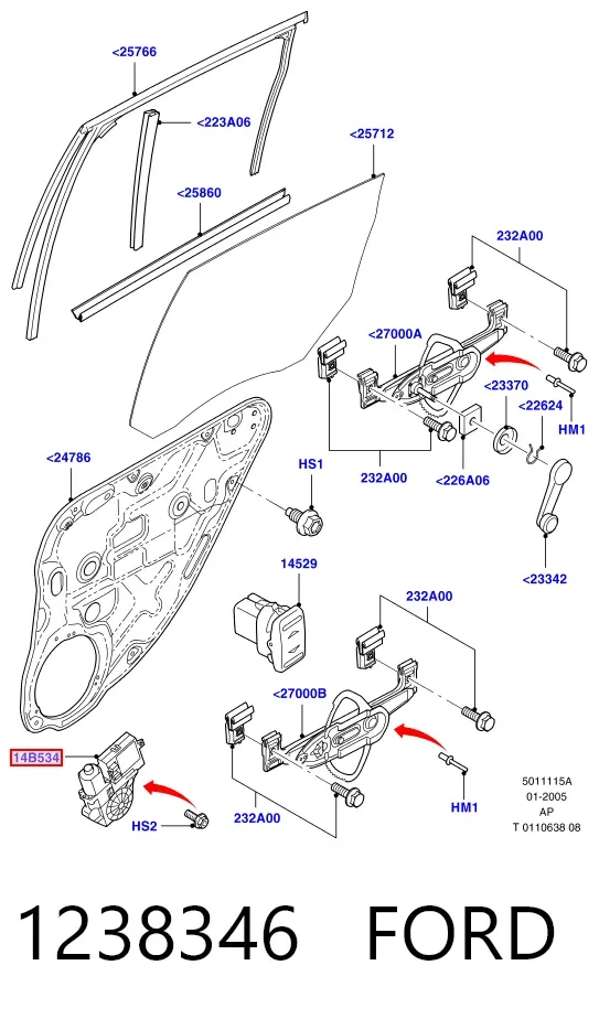Мотор стеклоподъемника двери задней правой 1238346 Ford