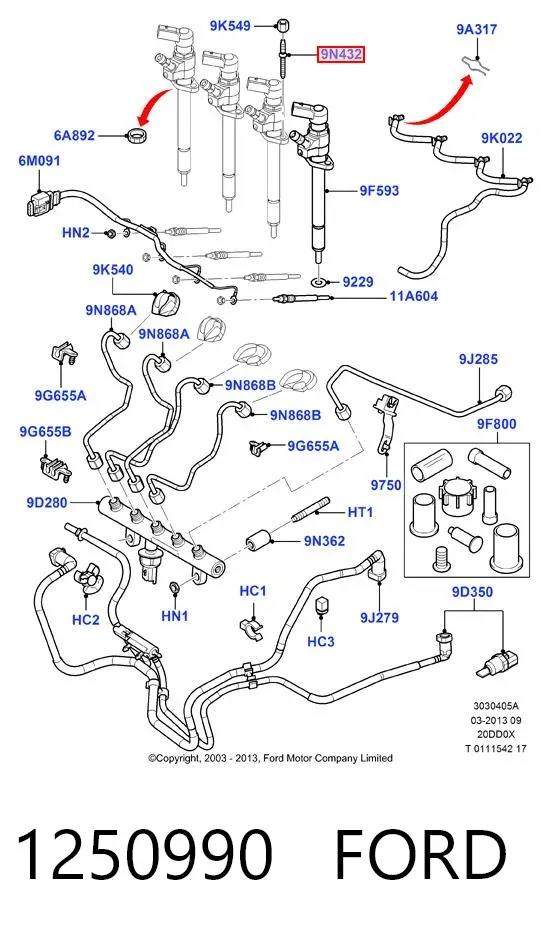 Болт крепления форсунки 1250990 Ford