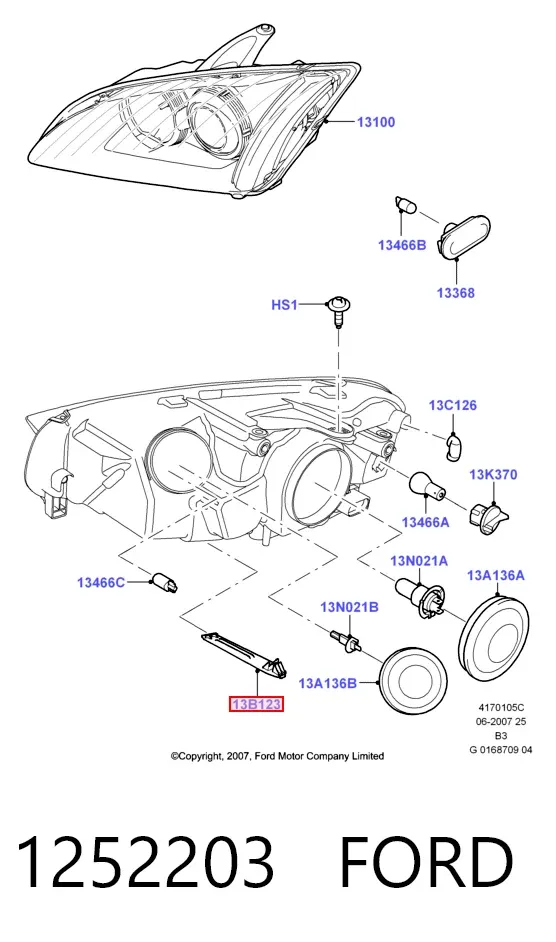 Кронштейн (адаптер) крепления фары передней 1252203 Ford