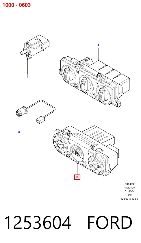 Блок управления кондиционером 1253604 Ford