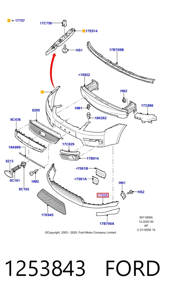 Бампер передний, нижняя часть 1253843 Ford